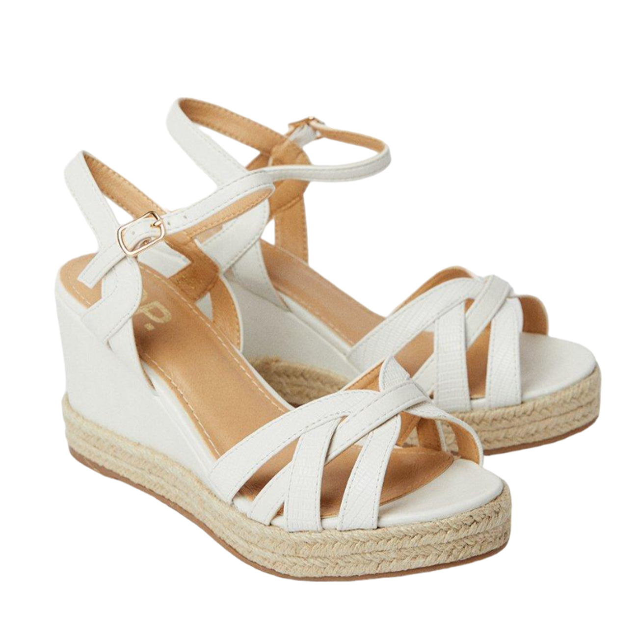 White - Front - Dorothy Perkins Womens-Ladies Riri Curved Strap Extra Wide Wedges