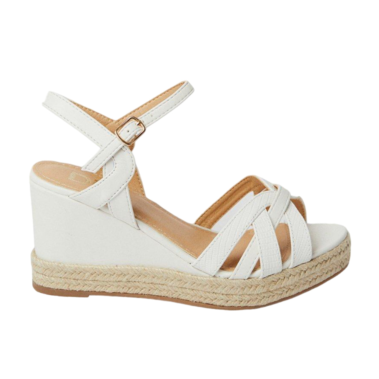 White - Back - Dorothy Perkins Womens-Ladies Riri Curved Strap Extra Wide Wedges
