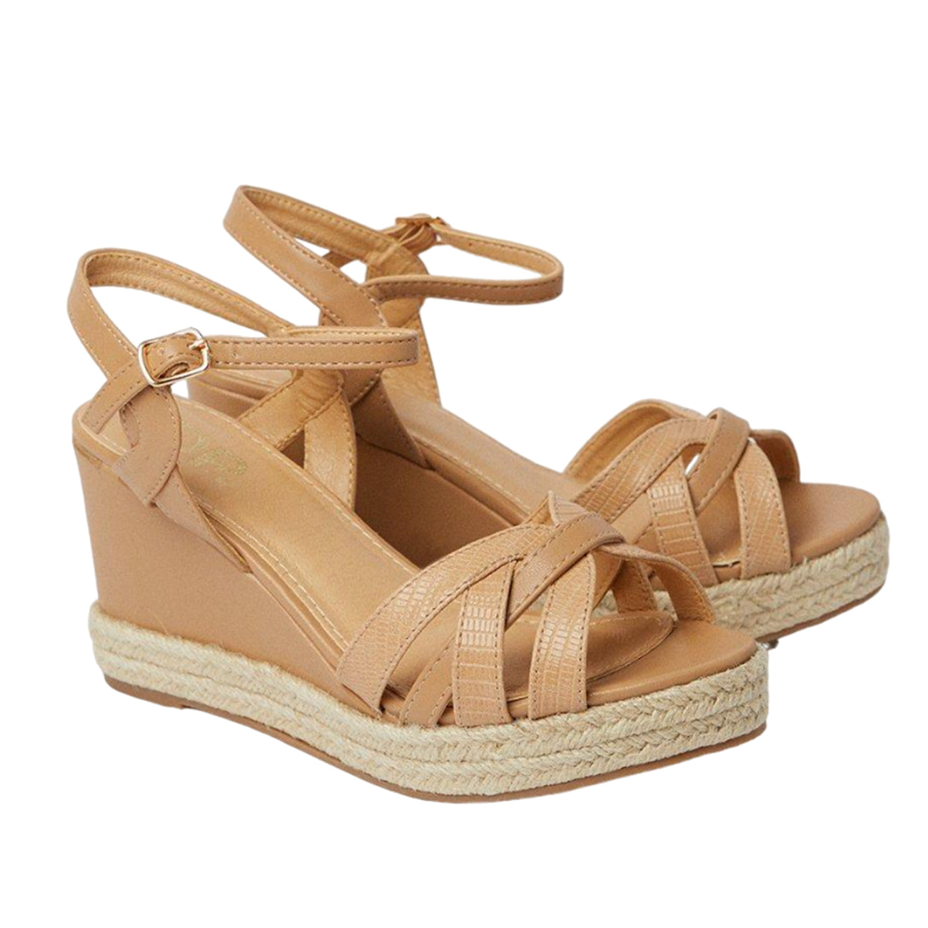 Blush - Front - Dorothy Perkins Womens-Ladies Riri Curved Strap Extra Wide Wedges