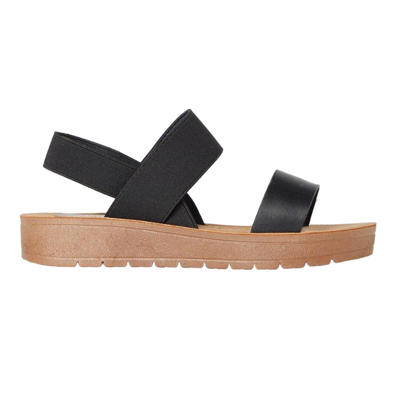 Black - Back - Good For The Sole Womens-Ladies Michelle Comfort Wedge Sandals