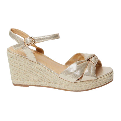 Gold - Back - Dorothy Perkins Womens-Ladies Romi Knotted Wedges