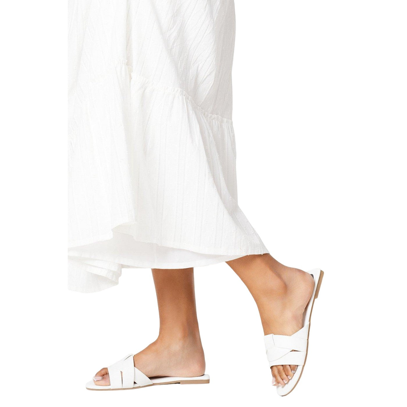 White - Side - Dorothy Perkins Womens-Ladies Interwoven Flat Mule Sandals