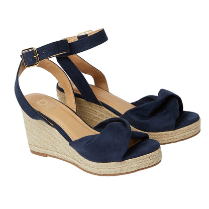 Navy - Front - Dorothy Perkins Womens-Ladies River Twisted Extra Wide Wedges