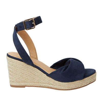Navy - Back - Dorothy Perkins Womens-Ladies River Twisted Extra Wide Wedges