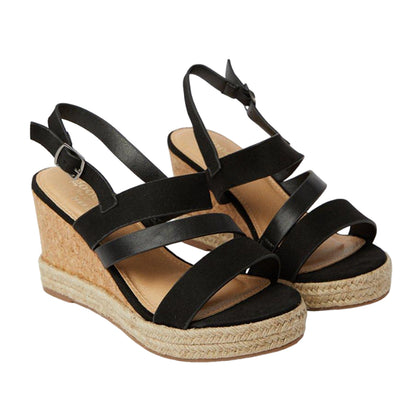 Black - Front - Good For The Sole Womens-Ladies Hannah Asymmetric Wide Wedges
