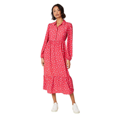 Red - Front - Dorothy Perkins Womens-Ladies Floral Midi Shirt Dress