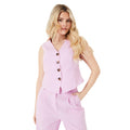 Blush - Front - Dorothy Perkins Womens-Ladies Linen-Look Waistcoat
