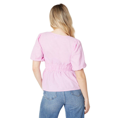 Pink - Back - Dorothy Perkins Womens-Ladies Linen Button Front Blouse