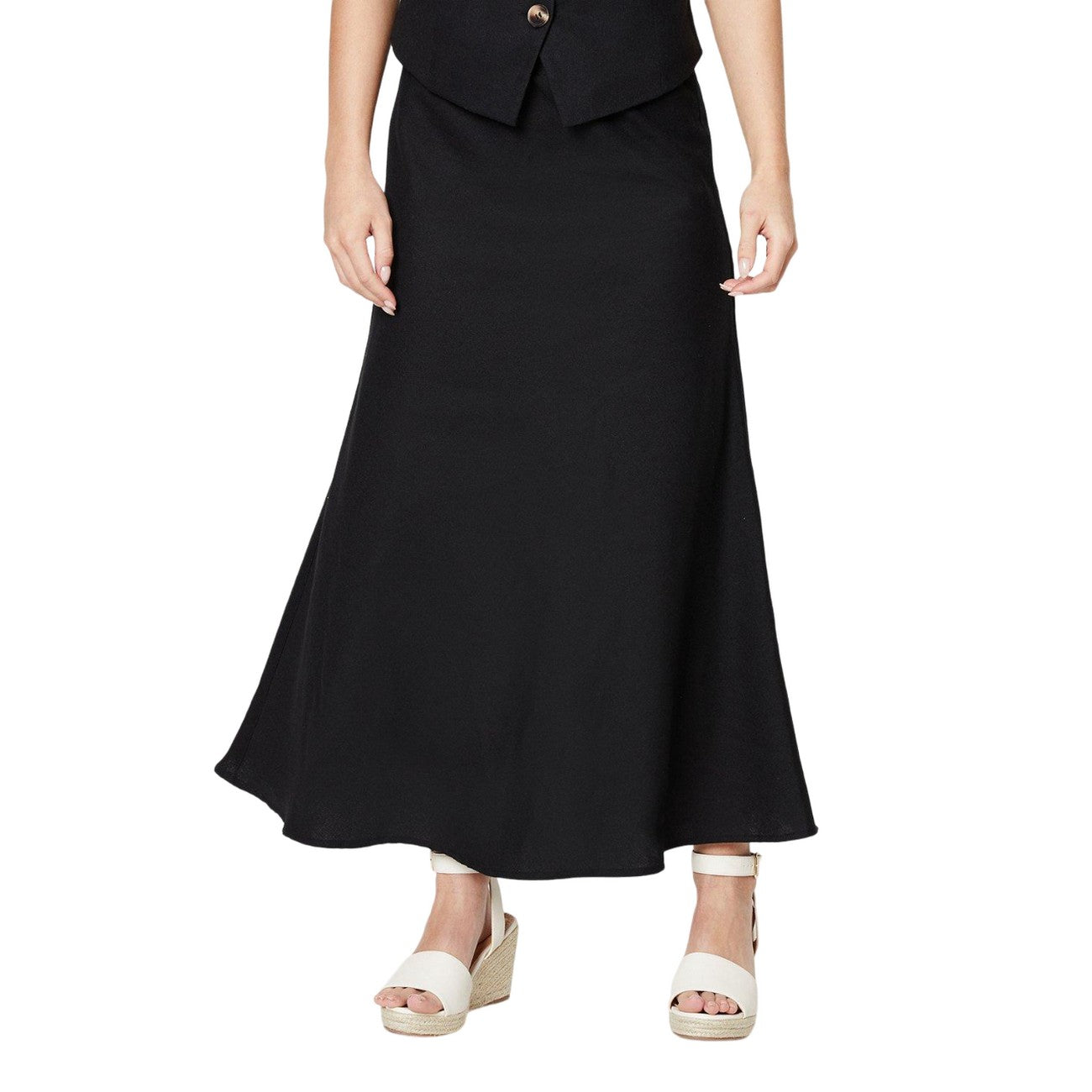 Black - Front - Dorothy Perkins Womens-Ladies Bias Cut Petite Midi Skirt