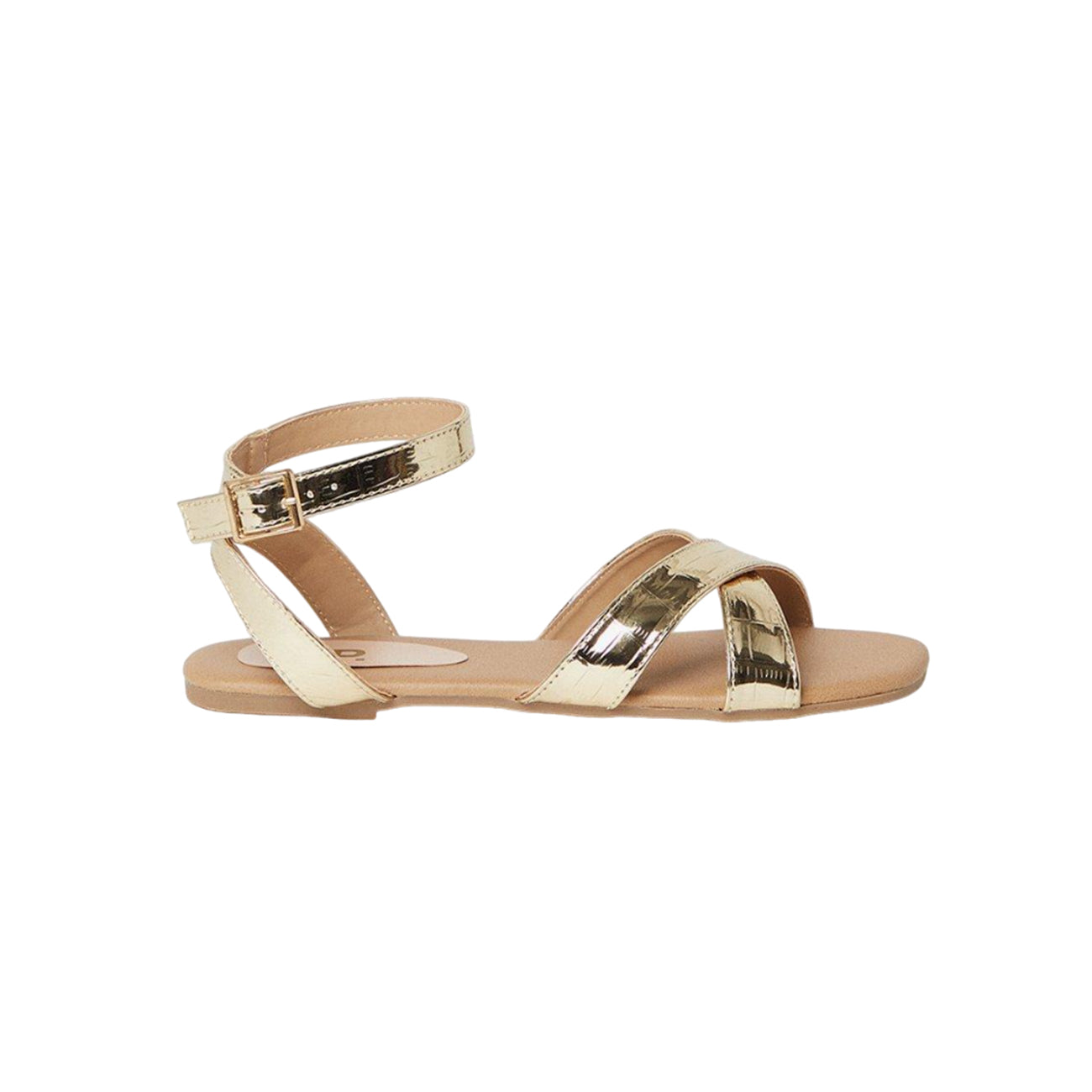 Gold - Back - Dorothy Perkins Womens-Ladies Fernando Metallic Crossover Strap Sandals