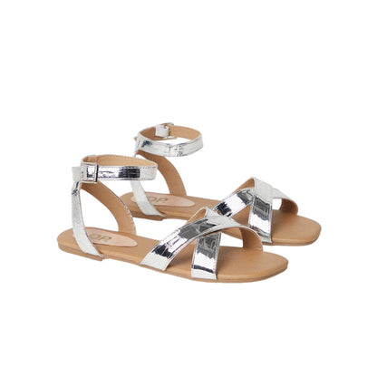 Silver - Front - Dorothy Perkins Womens-Ladies Fernando Metallic Crossover Strap Sandals