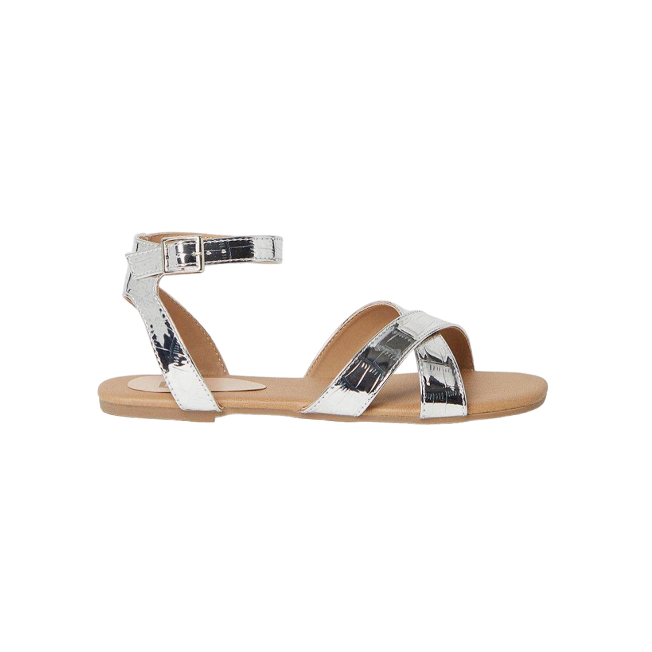 Silver - Back - Dorothy Perkins Womens-Ladies Fernando Metallic Crossover Strap Sandals