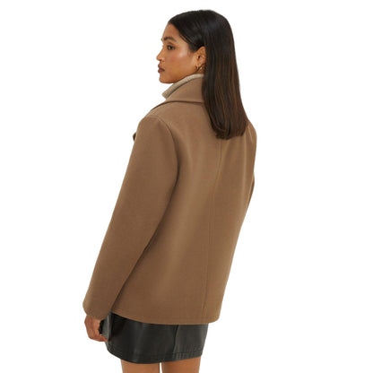 Mink - Back - Dorothy Perkins Womens-Ladies Contrast Contrast Button Peacoat