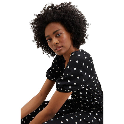 Monochrome - Side - Dorothy Perkins Womens-Ladies Spotted V Neck Tall Jumpsuit