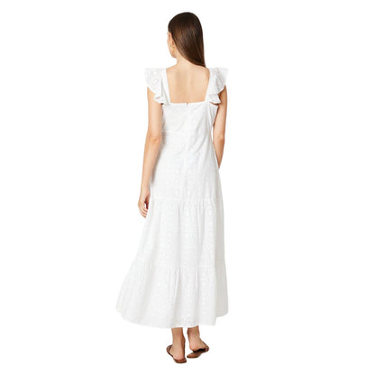 Ivory - Back - Dorothy Perkins Womens-Ladies Broderie Tiered Hem Midi Dress