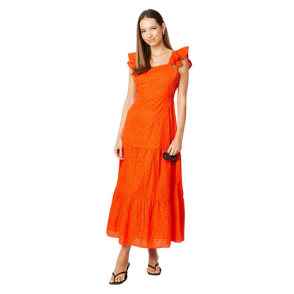 Red - Front - Dorothy Perkins Womens-Ladies Broderie Tiered Hem Midi Dress