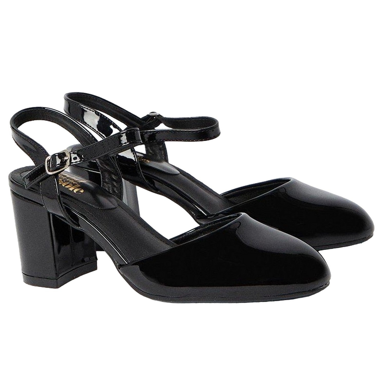 True Black - Front - Good For The Sole Womens-Ladies Camilla High Block Heel Court Shoes