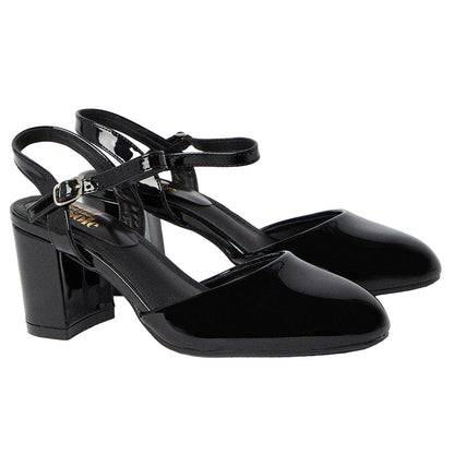 True Black - Front - Good For The Sole Womens-Ladies Camilla High Block Heel Court Shoes