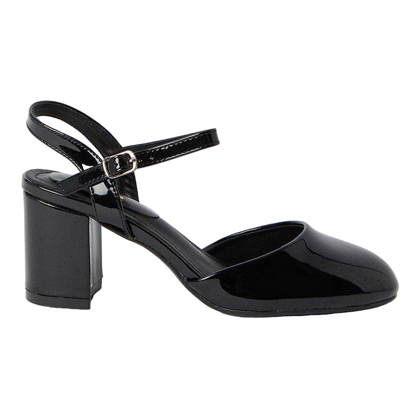 True Black - Back - Good For The Sole Womens-Ladies Camilla High Block Heel Court Shoes