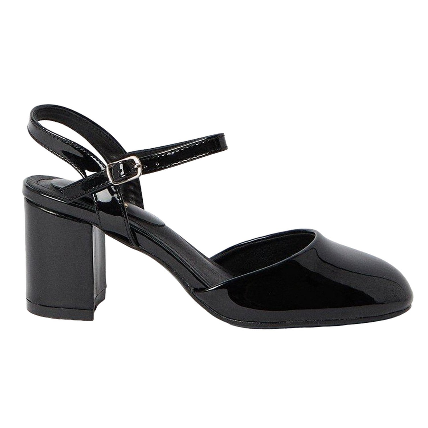 True Black - Back - Good For The Sole Womens-Ladies Camilla High Block Heel Court Shoes