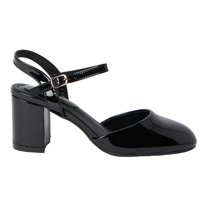 True Black - Back - Good For The Sole Womens-Ladies Camilla High Block Heel Court Shoes