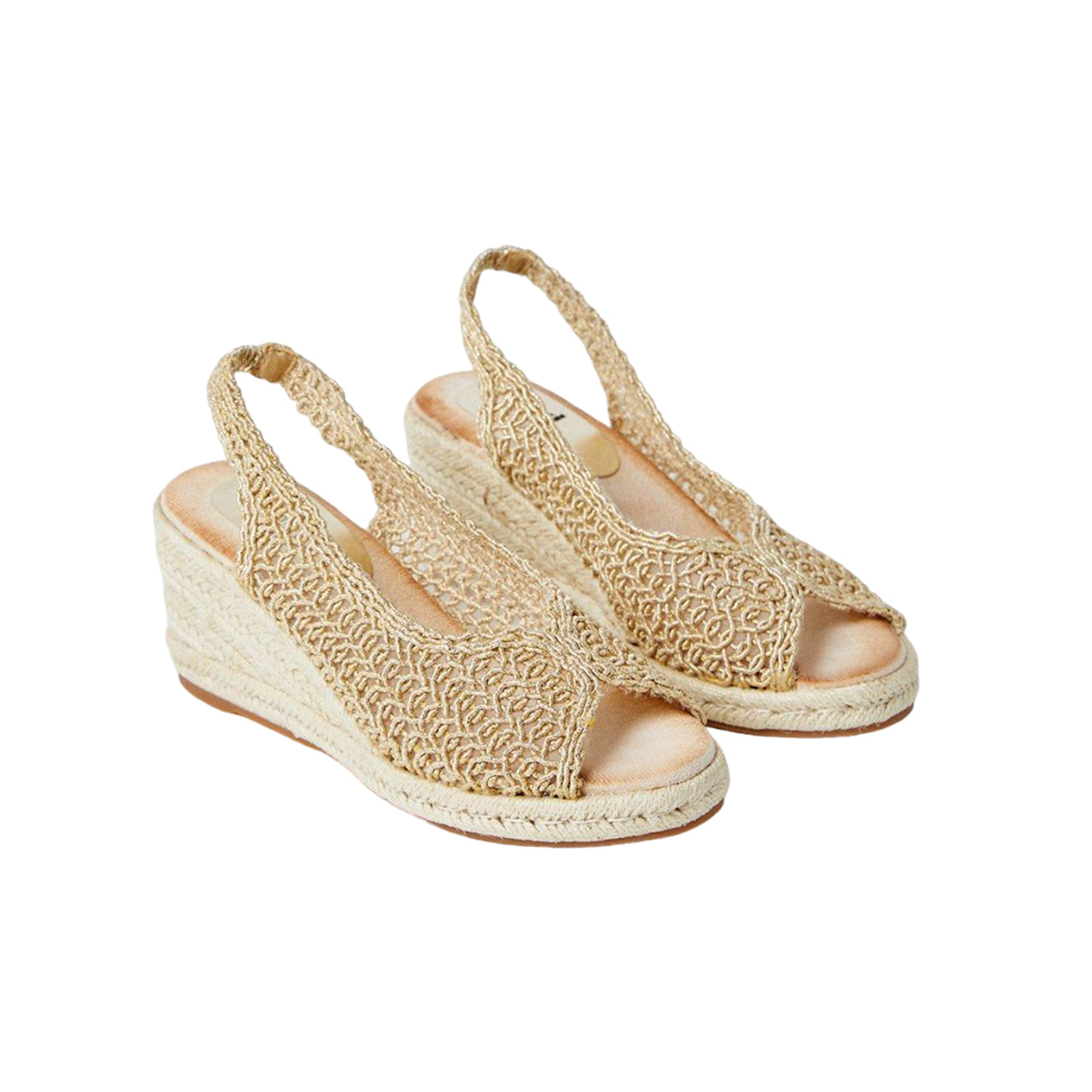 Gold - Front - Good For The Sole Womens-Ladies Remi Comfort Crochet Sling Back Wedge Sandals