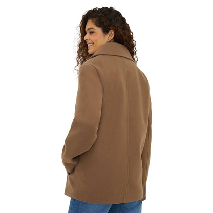 Mink - Back - Dorothy Perkins Womens-Ladies Contrast Button Tall Peacoat