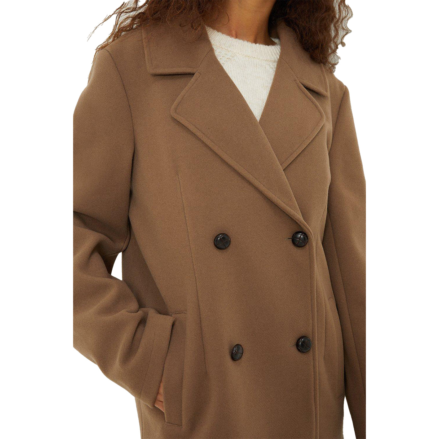 Mink - Side - Dorothy Perkins Womens-Ladies Contrast Button Tall Peacoat