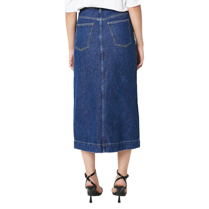 Dark Wash - Back - Dorothy Perkins Womens-Ladies Denim Midi Skirt