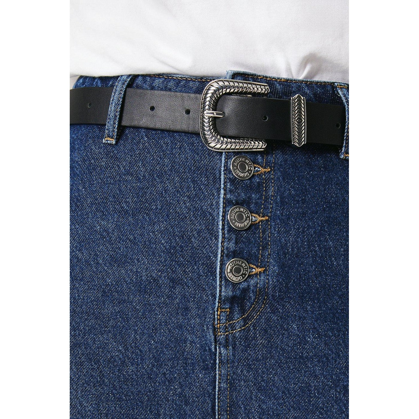 Dark Wash - Side - Dorothy Perkins Womens-Ladies Denim Midi Skirt