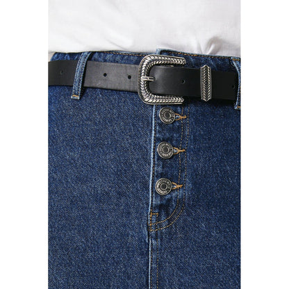 Dark Wash - Side - Dorothy Perkins Womens-Ladies Denim Midi Skirt