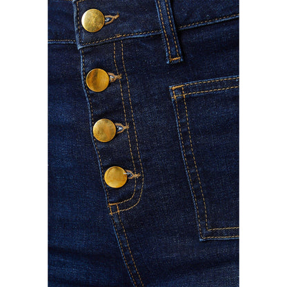 Dark Indigo - Side - Dorothy Perkins Womens-Ladies Flared High Rise Jeans