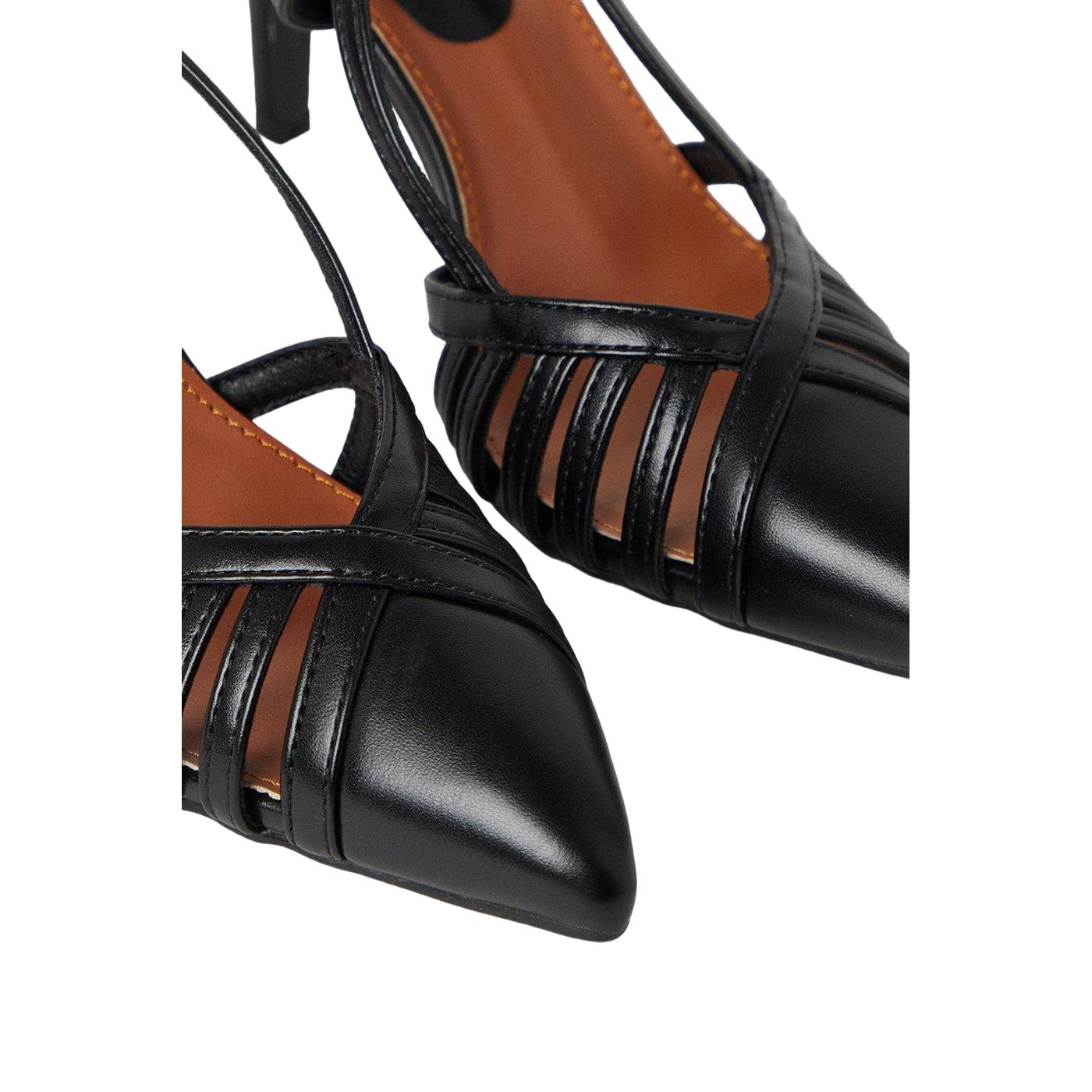 Black - Side - Faith Womens-Ladies Connie Lattice Sling Back Stiletto Heel Court Shoes