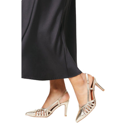 Gold - Lifestyle - Faith Womens-Ladies Connie Lattice Sling Back Stiletto Heel Court Shoes