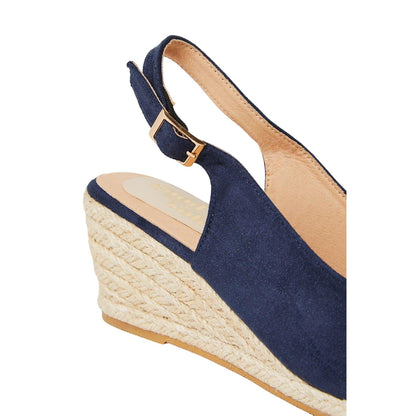 Navy - Side - Good For The Sole Womens-Ladies Reign Sling Back Extra Wide Wedge Sandals