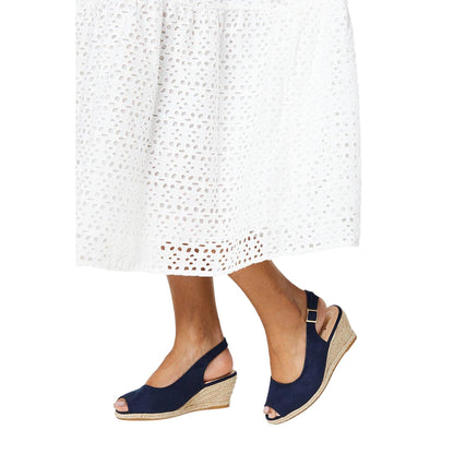 Navy - Lifestyle - Good For The Sole Womens-Ladies Reign Sling Back Extra Wide Wedge Sandals
