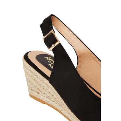 Natural Black - Side - Good For The Sole Womens-Ladies Reign Sling Back Extra Wide Wedge Sandals