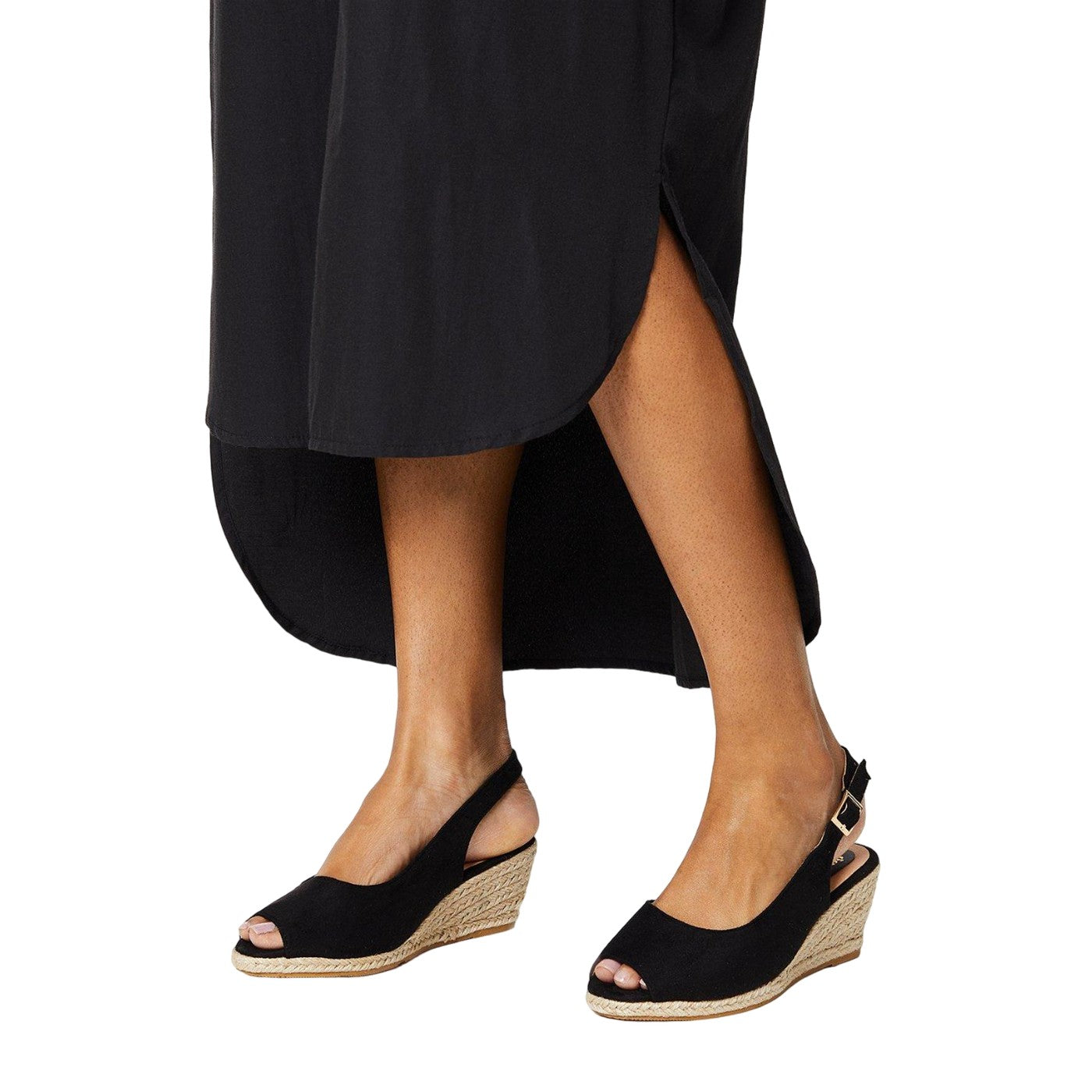 Natural Black - Lifestyle - Good For The Sole Womens-Ladies Reign Sling Back Extra Wide Wedge Sandals