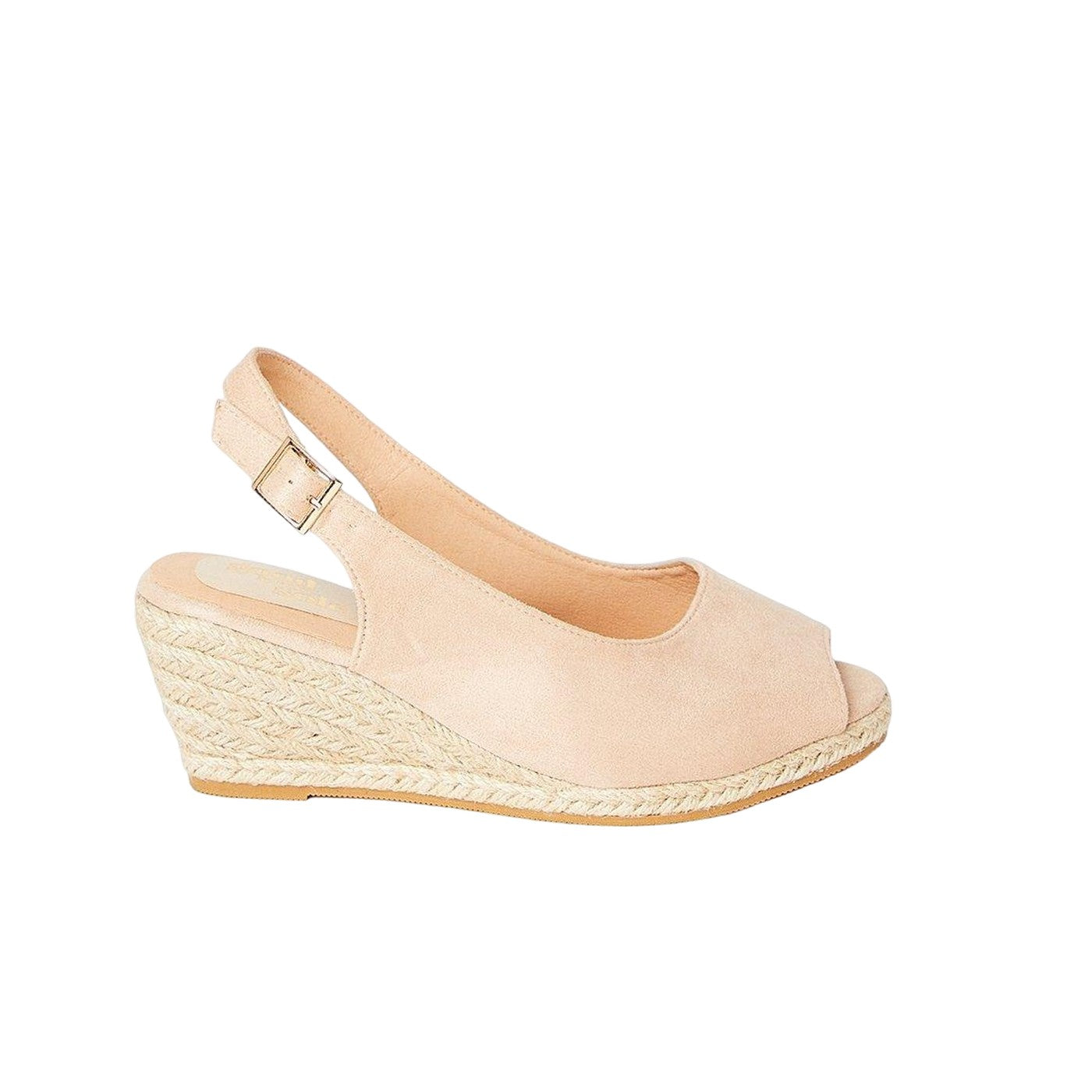 Beige - Back - Good For The Sole Womens-Ladies Reign Sling Back Extra Wide Wedge Sandals