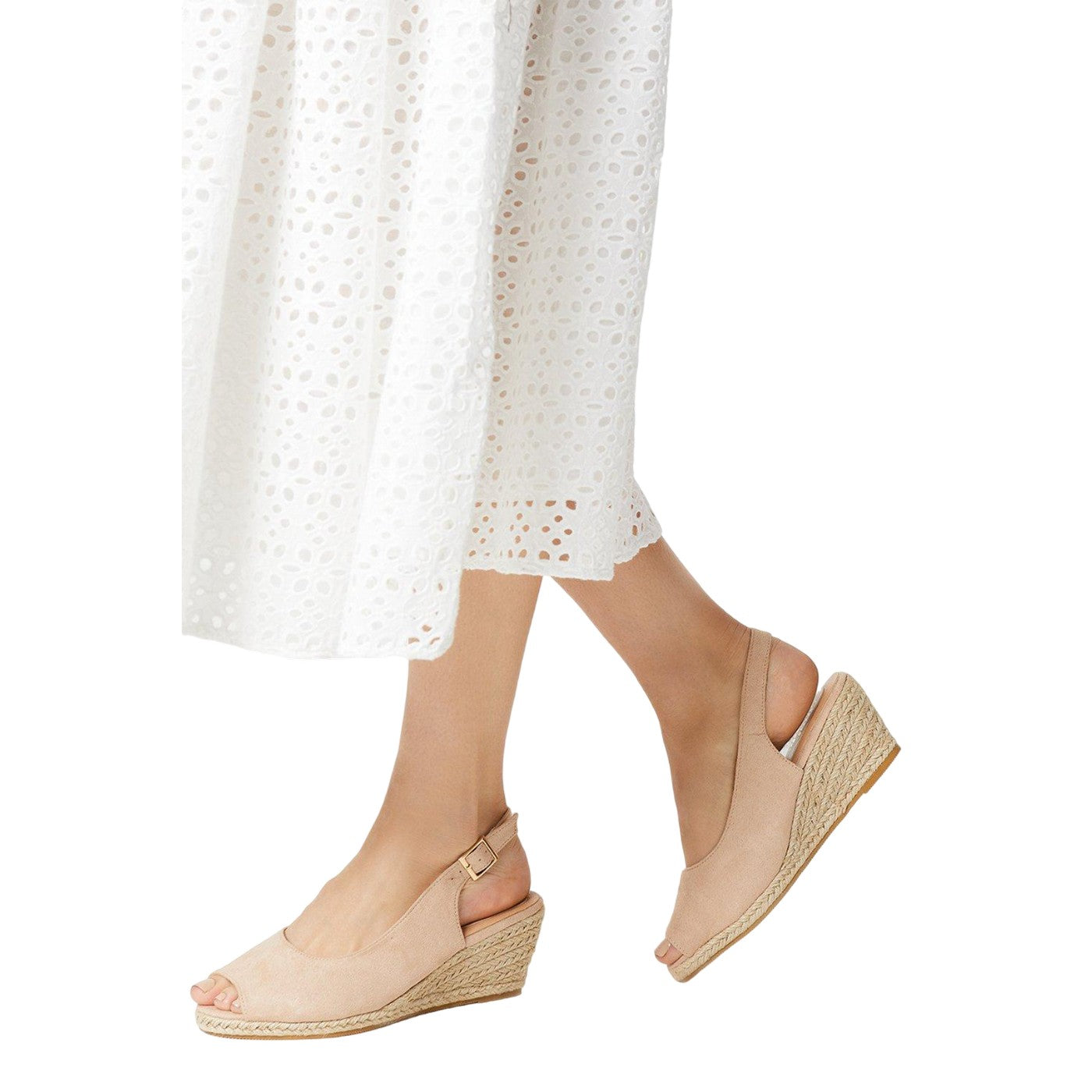 Beige - Lifestyle - Good For The Sole Womens-Ladies Reign Sling Back Extra Wide Wedge Sandals