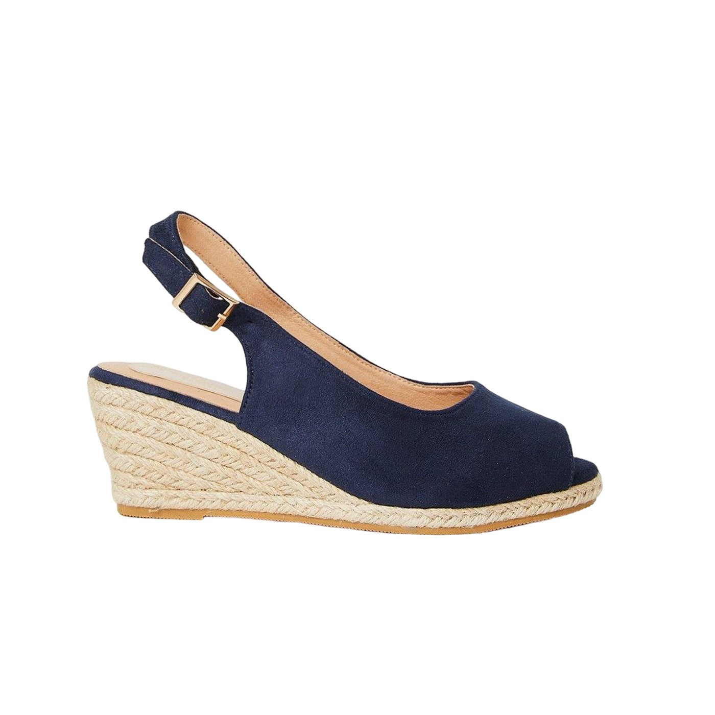 Navy - Back - Good For The Sole Womens-Ladies Reign Sling Back Extra Wide Wedge Sandals