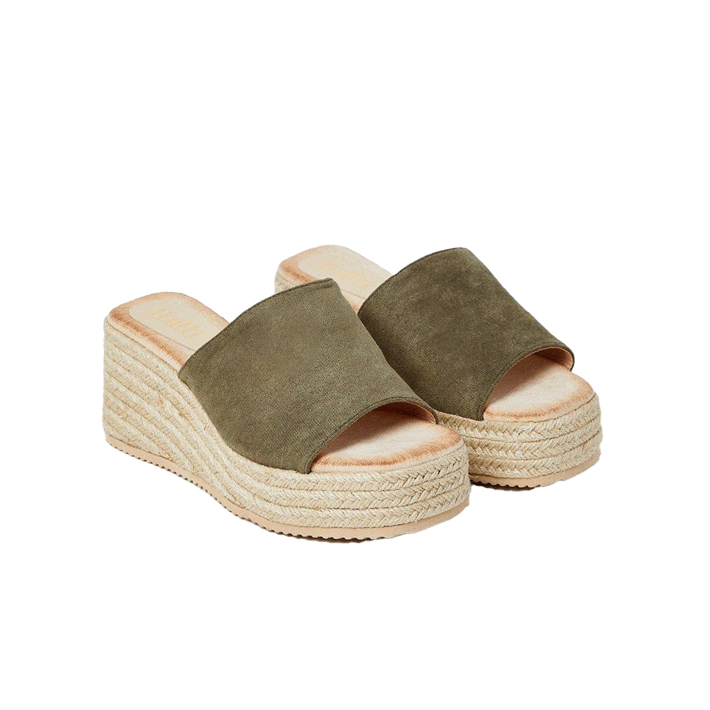 Khaki Green - Front - Faith Womens-Ladies Hollie Platform Wedge Mules