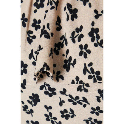 Beige - Side - Dorothy Perkins Womens-Ladies Ditsy Print Bardot Ruffle Midi Dress