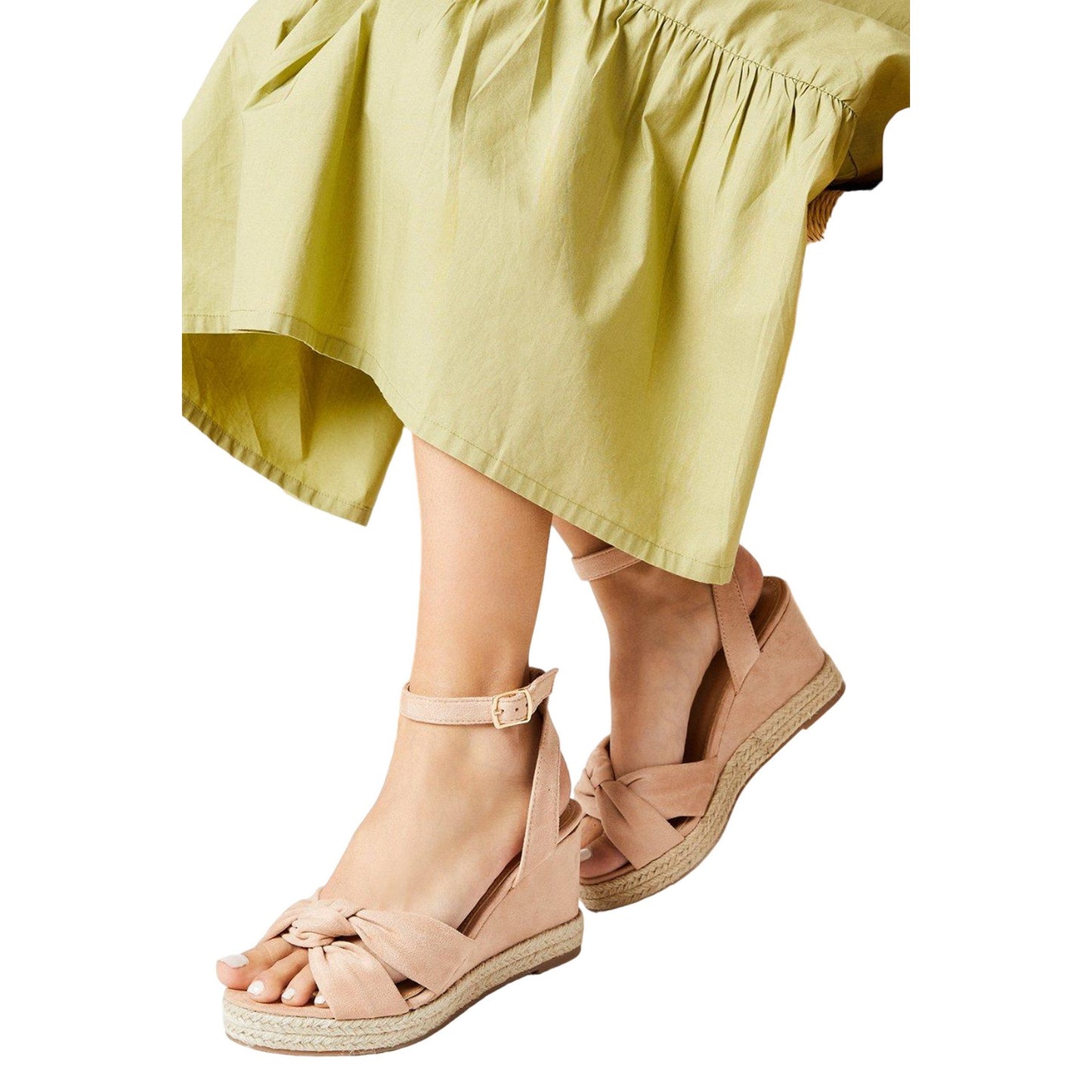 Blush - Side - Good For The Sole Womens-Ladies Holly Twist Soft Extra Wide Wedge