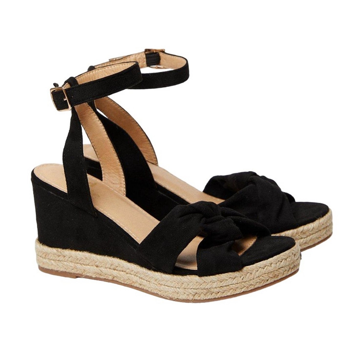 Natural Black - Front - Good For The Sole Womens-Ladies Holly Twist Soft Extra Wide Wedge