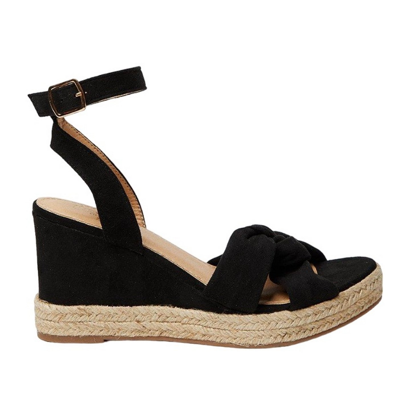 Natural Black - Back - Good For The Sole Womens-Ladies Holly Twist Soft Extra Wide Wedge