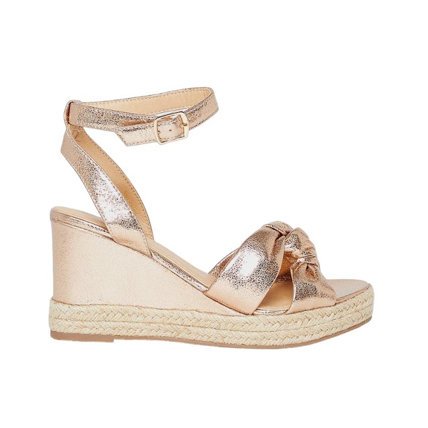 Rose Gold - Back - Good For The Sole Womens-Ladies Holly Twist Soft Extra Wide Wedge