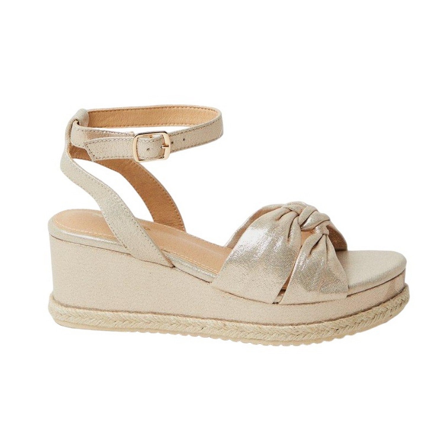 Gold - Back - Good For The Sole Womens-Ladies Holly Twist Soft Wide Wedge