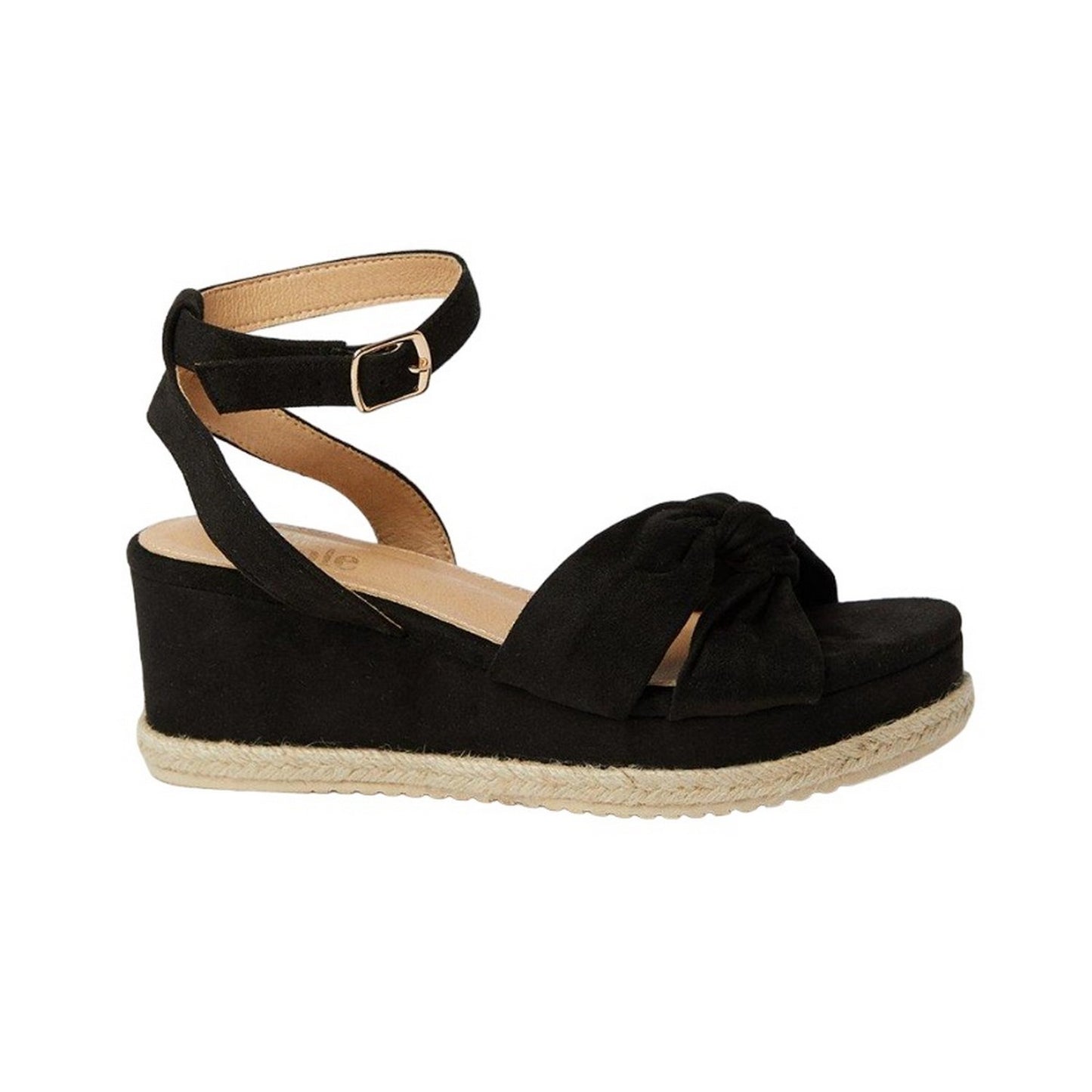 Natural Black - Back - Good For The Sole Womens-Ladies Holly Twist Soft Wide Wedge