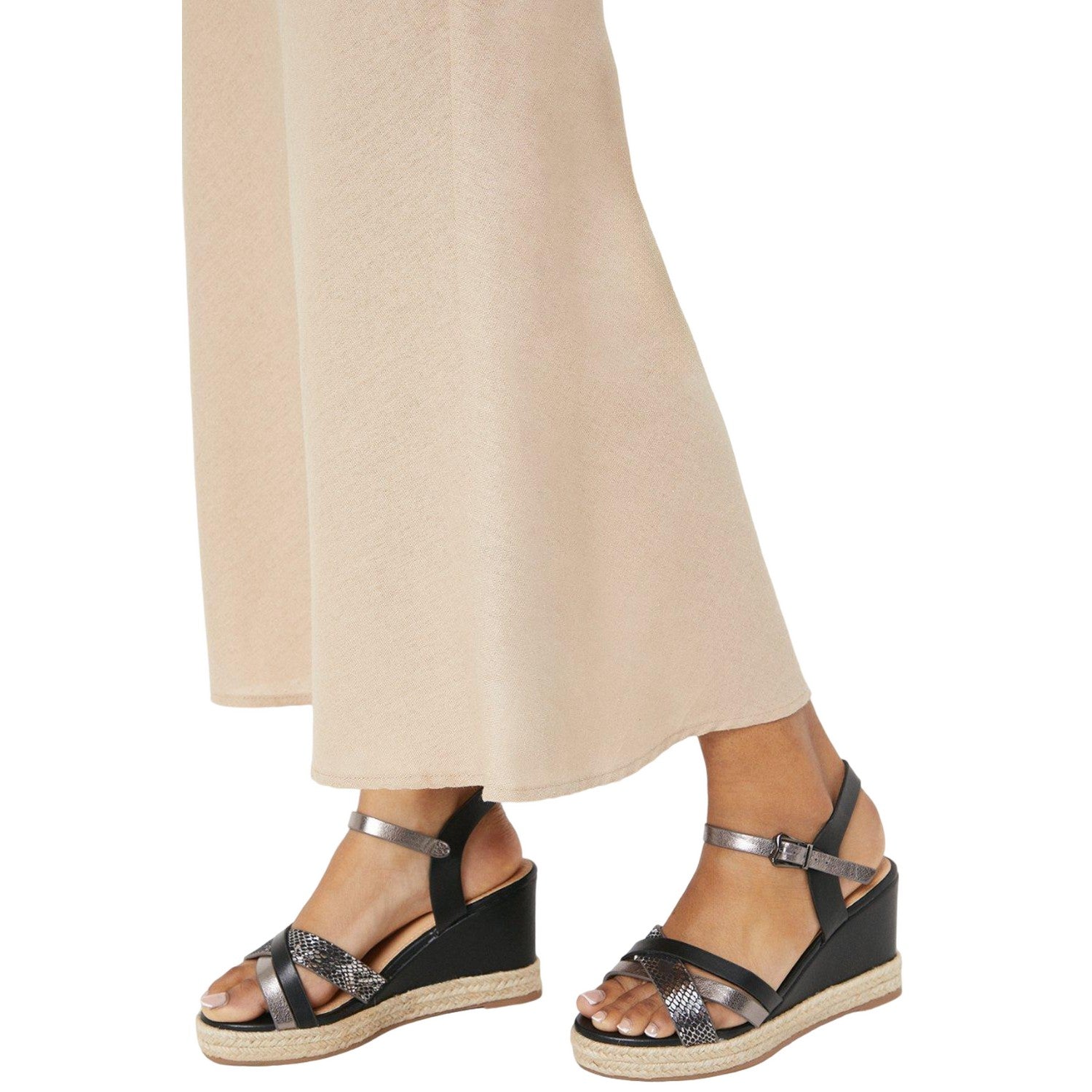 Black - Side - Good For The Sole Womens-Ladies Amber Extra Wide Wedge